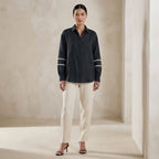 Black Cotton Relaxed Full Sleeve Button-Down Shirt