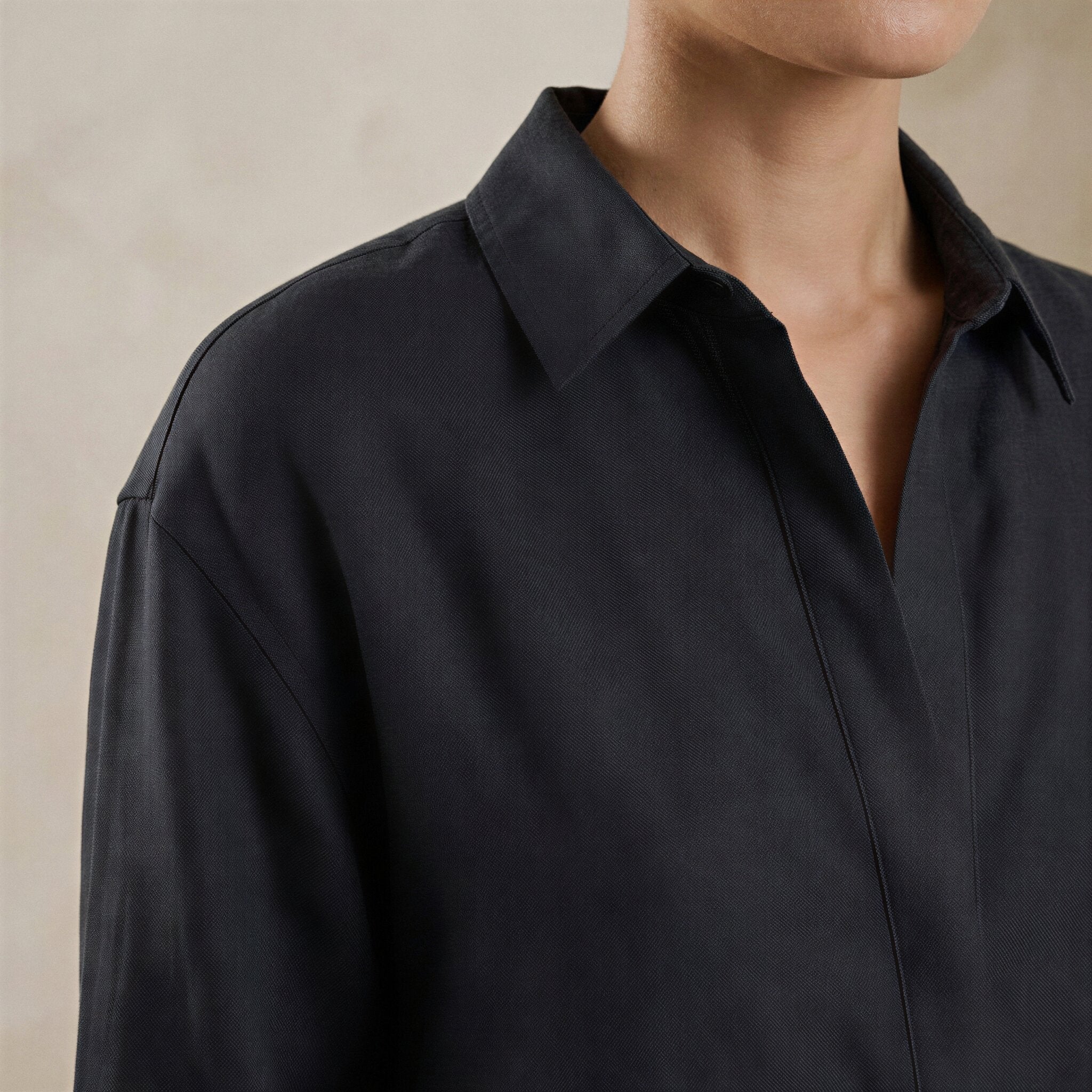 Black Cotton Relaxed Full Sleeve Button-Down Shirt