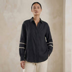 Black Cotton Relaxed Full Sleeve Button-Down Shirt