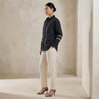 Black Cotton Relaxed Full Sleeve Button-Down Shirt