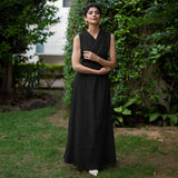 Black Crinkled Cotton Flax Boho Infinity Drape Gown with Matching Tube