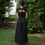 Black Crinkled Cotton Flax Boho Infinity Drape Gown with Matching Tube