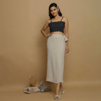 Black Crinkled Cotton Flax Elasticated Tube Top