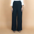 Black Crinkled Cotton Flax High-Rise Flared Pant