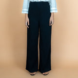 Black Crinkled Cotton Flax High-Rise Flared Pant