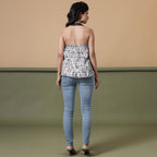 Black Halter Neck Tie-Dye Flared Cotton Top