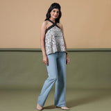 Black Halter Neck Tie-Dye Flared Cotton Top