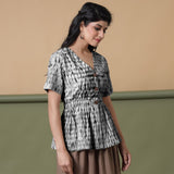 Black Hand Tie-Dye Cotton Peplum Top