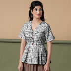 Black Hand Tie-Dye Cotton Peplum Top