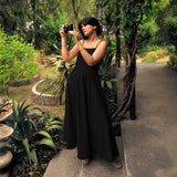 Black Handspun Cotton Ankle Length Flared Sundress