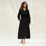 Black Handspun Cotton Pleated Button-Down Maxi Dress