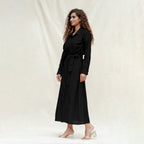 Black Handspun Cotton Pleated Button-Down Maxi Dress