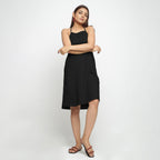 Black Knee Length 100% Cotton Criss-Cross Dress