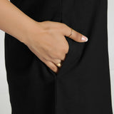 Black Knee Length 100% Cotton Criss-Cross Dress