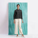 Black Mirror Work Handspun Cotton Blouse Top