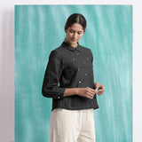 Black Mirror Work Handspun Cotton Blouse Top