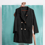 Black Handspun Cotton Welt Pocket Coat
