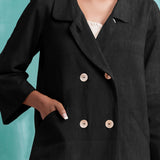 Black Handspun Cotton Welt Pocket Coat