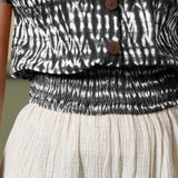 Black Shibori Tie-Dye Cotton Blouson Top