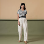 Black Shibori Tie-Dye Cotton Blouson Top