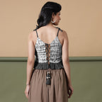 Black Shibori Tie-Dye Cotton Frilled Camisole Top