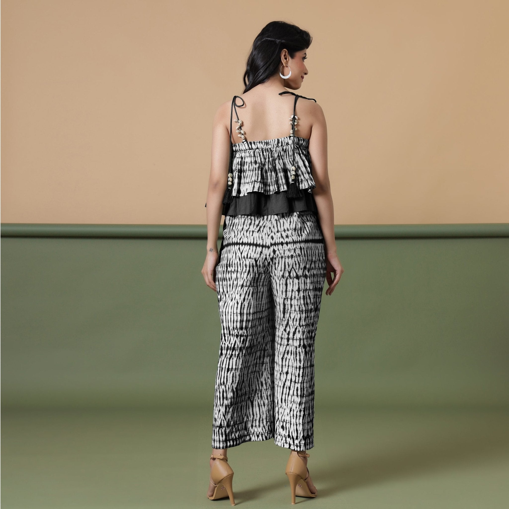 Black Tie-Dye Ankle Length Cotton Camisole Jumpsuit