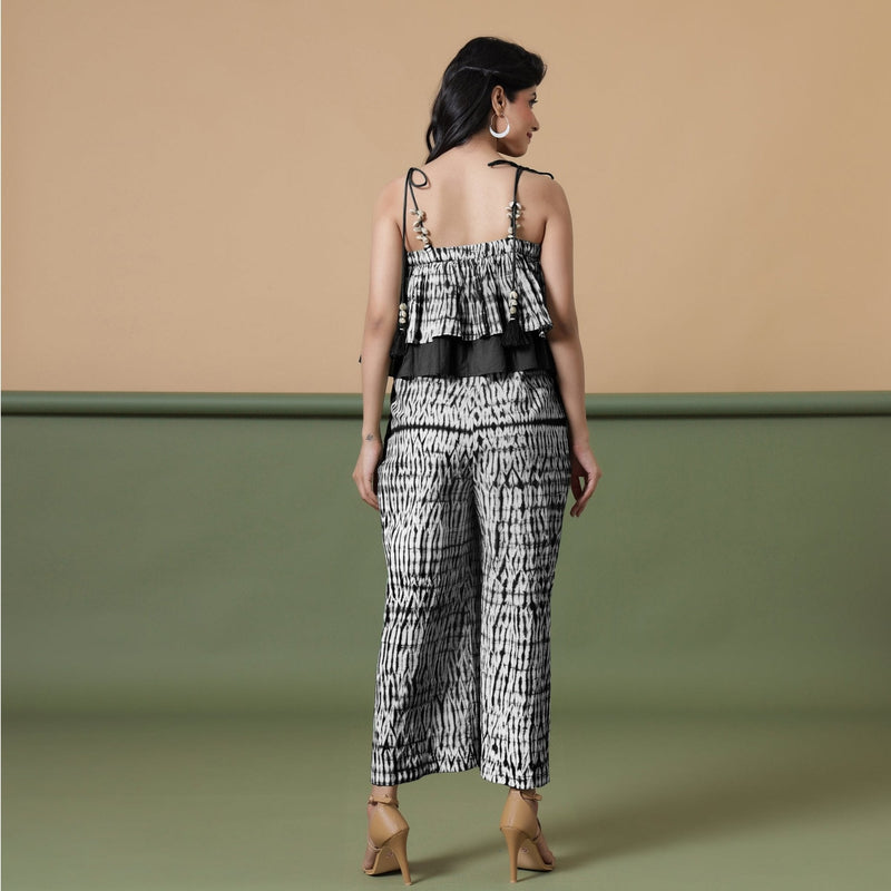 Black Tie-Dye Ankle Length Cotton Camisole Jumpsuit