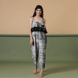 Black Tie-Dye Ankle Length Cotton Camisole Jumpsuit