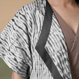 Black Tie-Dye Cotton Front Open Short Overlay