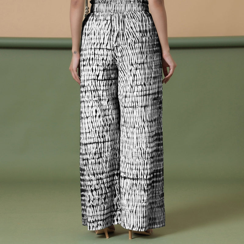 Black Tie-Dye Cotton High-Rise Elasticated Wide Legged Pant