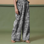 Black Tie-Dye Cotton High-Rise Elasticated Wide Legged Pant