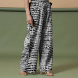 Black Tie-Dye Cotton High-Rise Elasticated Wide Legged Pant