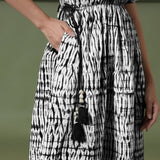 Black Tie-Dye Cotton Knee Length Fit and Flare Dress