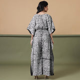 Black Tie-Dye Kimono Sleeves Cotton Kaftan Jumpsuit