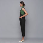 Black Warm Cotton Corduroy Dungaree Jumpsuit
