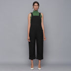 Black Warm Cotton Corduroy Dungaree Jumpsuit