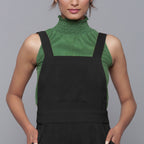 Black Warm Cotton Corduroy Dungaree Jumpsuit