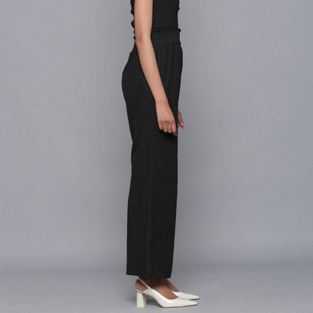 Black Warm Cotton Corduroy Elasticated Bootcut Pant