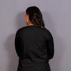 Black Warm Cotton Flannel Double-Breasted Button-Down Shacket