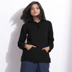 Black Warm Cotton Waffle Hoodie Sweatshirt