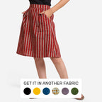 Right View of a Model wearing Hand Block Printed Cotton A-Line Skirt
