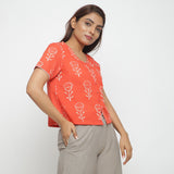 Right View of a Model wearing Dabu Print Relaxed Sleeves Button-Down Top