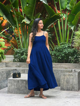 Blue 100% Cotton Flared Sundress