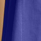 Blue Cotton Poplin Hand Embroidered Knee-Length Godet Dress