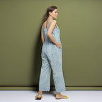 Blue Dabu Print Natural-Dyed Cotton Jumpsuit
