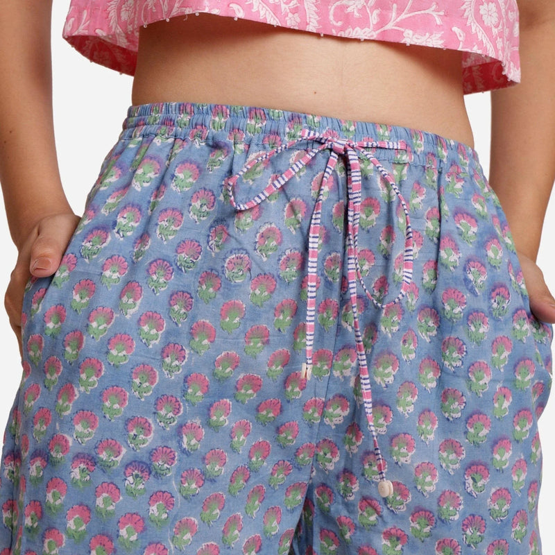 Front Detail of a Model wearing Sanganeri Block Printed Cotton Harem Pant