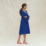 Blue Handspun Cotton Bohemian Midi Dress