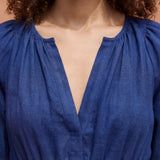 Blue Handspun Cotton Fit and Flare Maxi Tier Dress