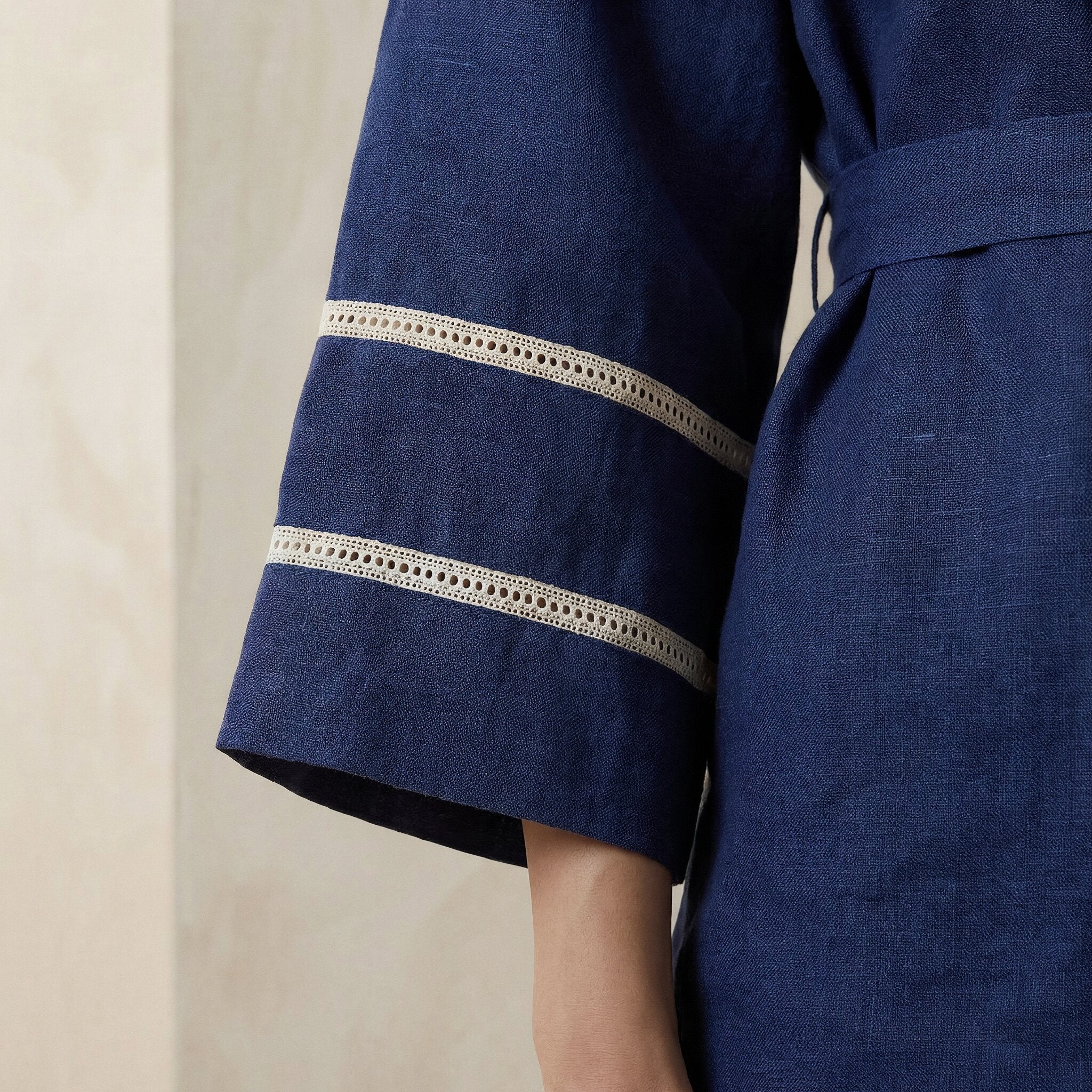 Blue Handspun Cotton Kyoto Kimono Sleeve Wrap Top