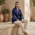 Blue Handspun Cotton Kyoto Kimono Sleeve Wrap Top